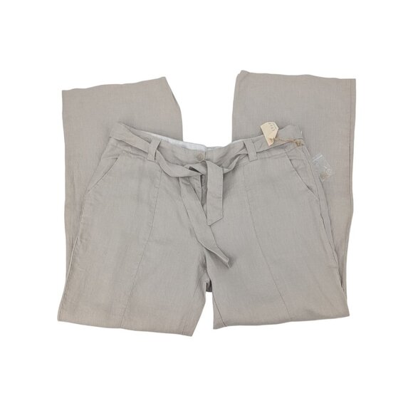 Kenar Casual Pants Women Size XL 100% Linen Wide Leg Pleated Belted Casual Boho - Picture 1 of 10